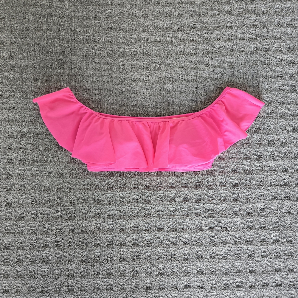 Victoria's Secret Hot Pink Ruffle Off-Shoulder Bikini Top